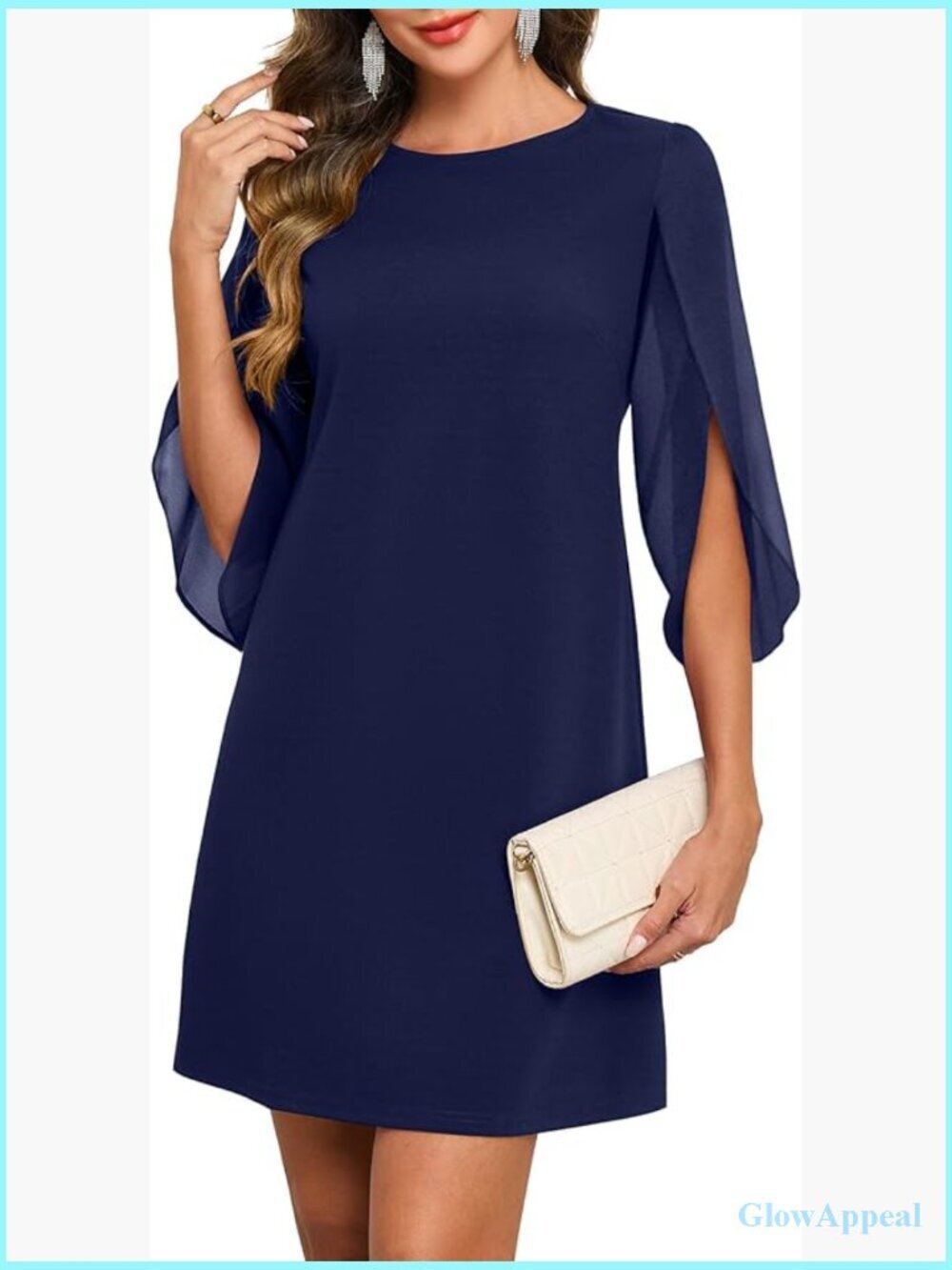 Flutter Sleeve Chiffon A-line Cocktail Dress with Zipper Back